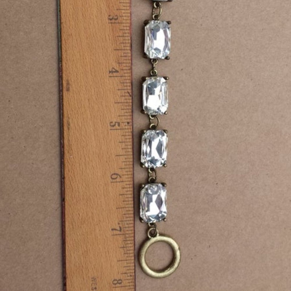 Clear Rectangular Large Rhinestones Bracelet - image 4